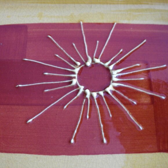 Vintage Vallauris Terre De France Stoneware Bowl Tray 1950 Handmade Orange Sun - Picture 4 of 6